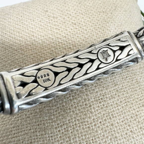 John Hardy Diamond Station 8mm Classic Chain Bracelet .925/18K Gold - Picture 8 of 12